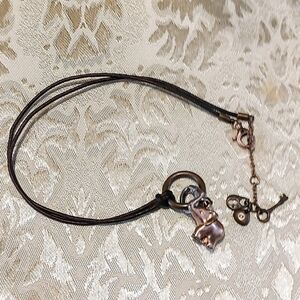 Fossil Brass Elephant Necklace On Cord. Perfect For Every Day Wear.